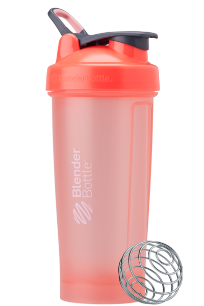 Peach BlenderBottle protein shake cup. | Color#grapefruit_Size#28oz
